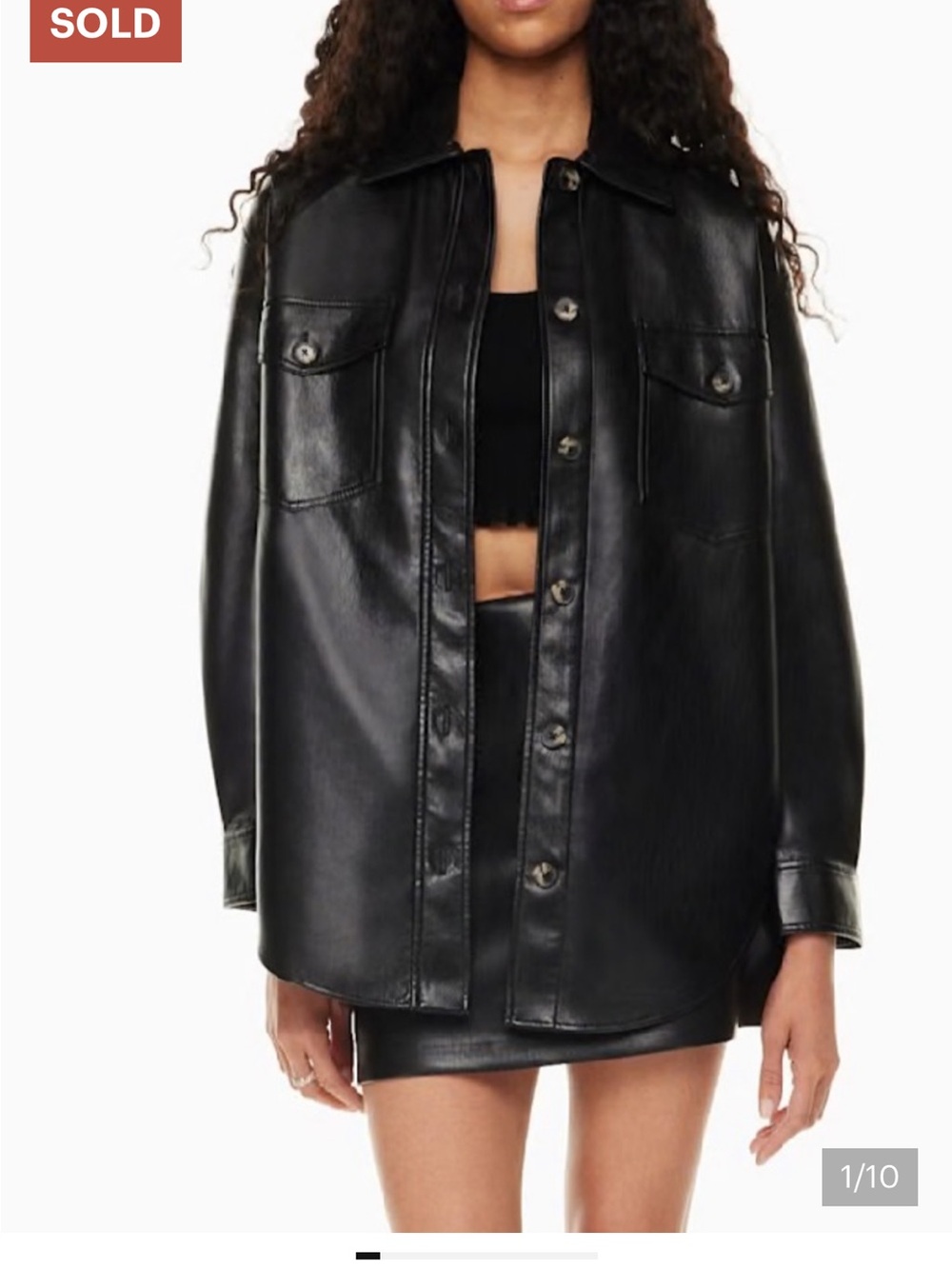 Aritzia Black Faux Leather Oversized Shacket